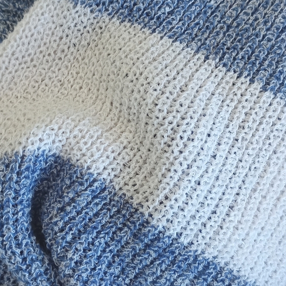 Pink Rose Soft Nylon Blend Blue & White Stripe Knit Open Cardigan Sweater S - Picture 7 of 8